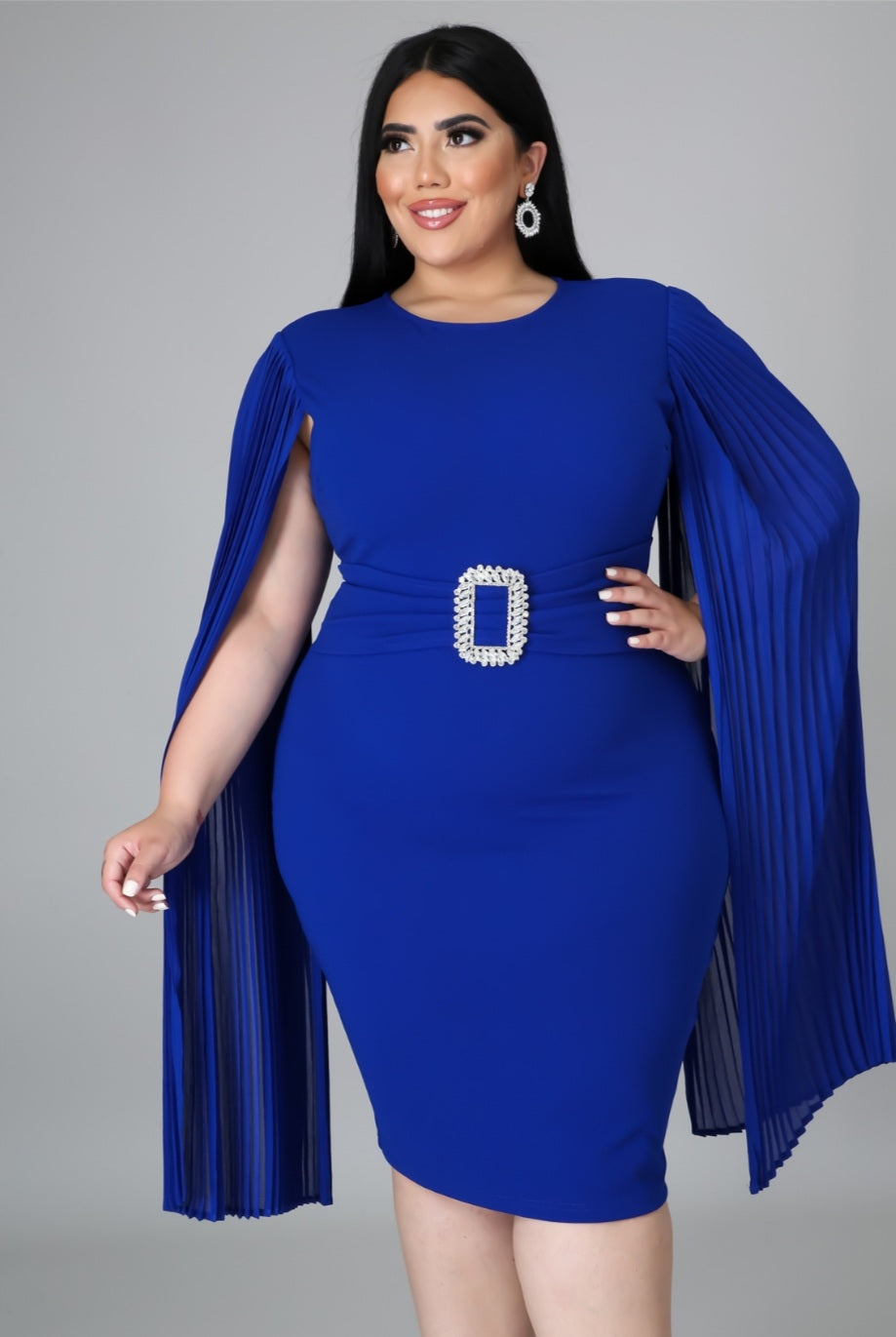 Plus Size Evangeline Rhinestone Sleeve Dress