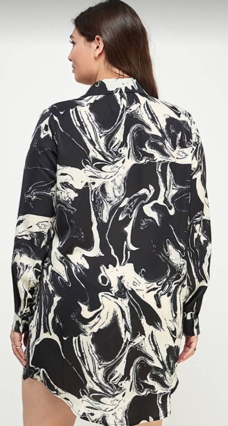 Marble Luxe Satin Draped Dress