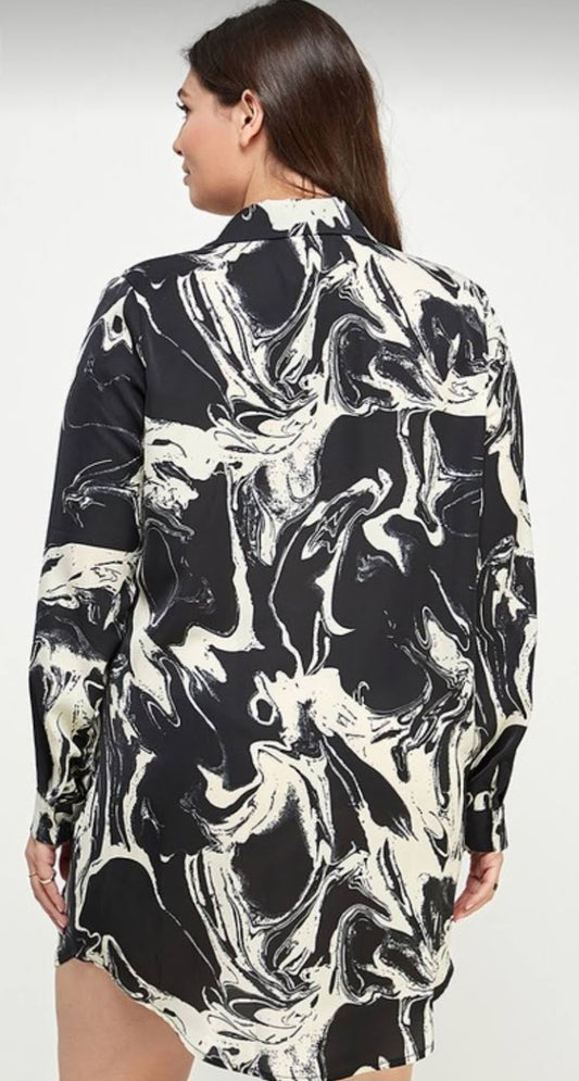 Marble Luxe Satin Draped Dress