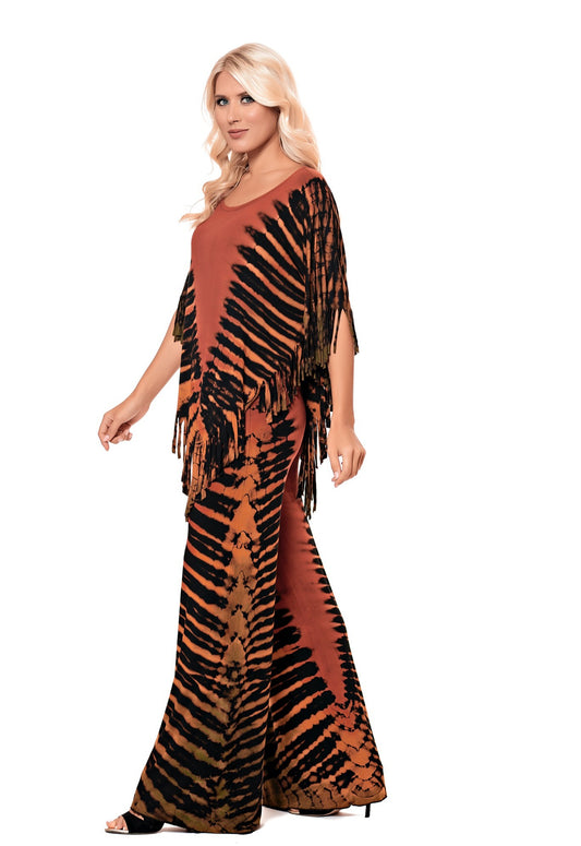 Fiery Sunset Tie-Dye Wide Leg Pants