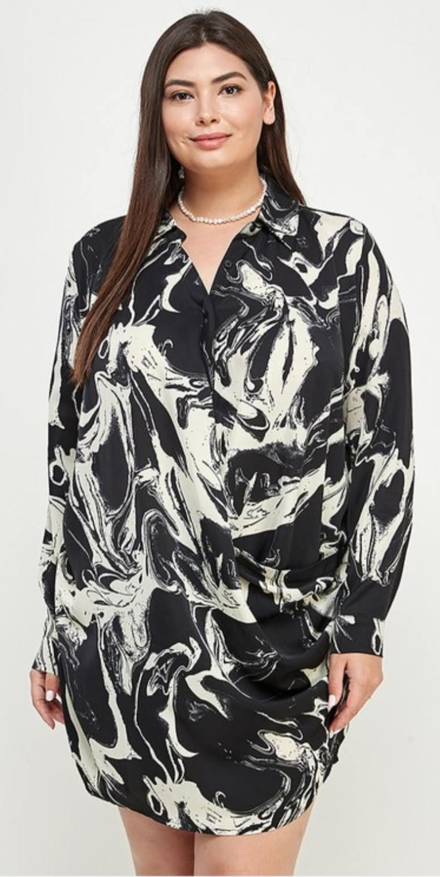 Marble Luxe Satin Draped Dress